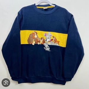 vintage lady and the tramp blue fleece crewneck